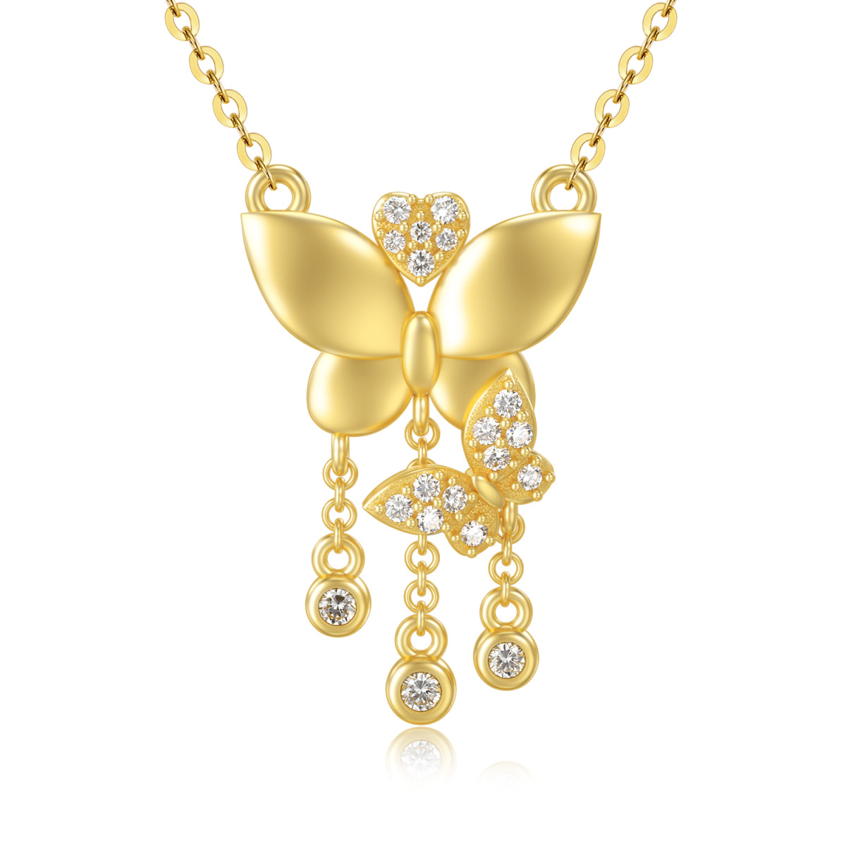 Collier pendentif papillon en or 14K Moissanite-1