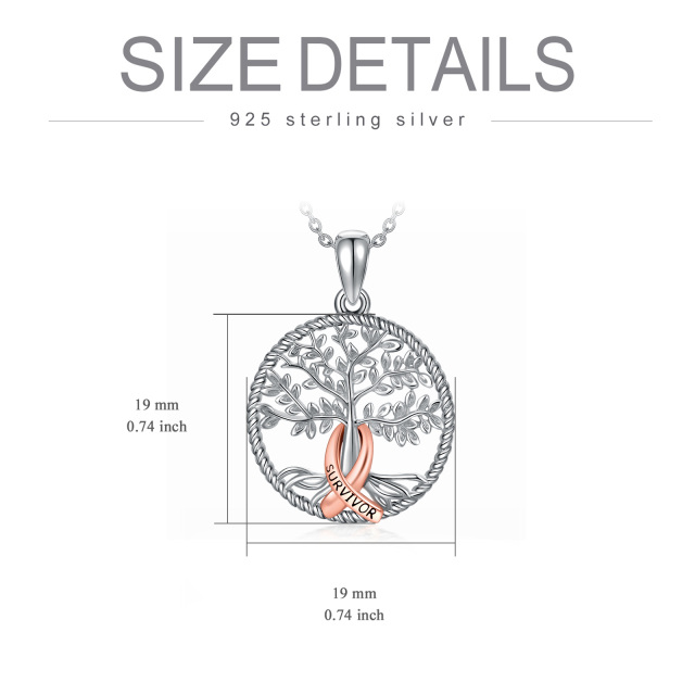 Sterling zilveren Tree Of Life Roodborst Borstkanker Hanger Collier-6