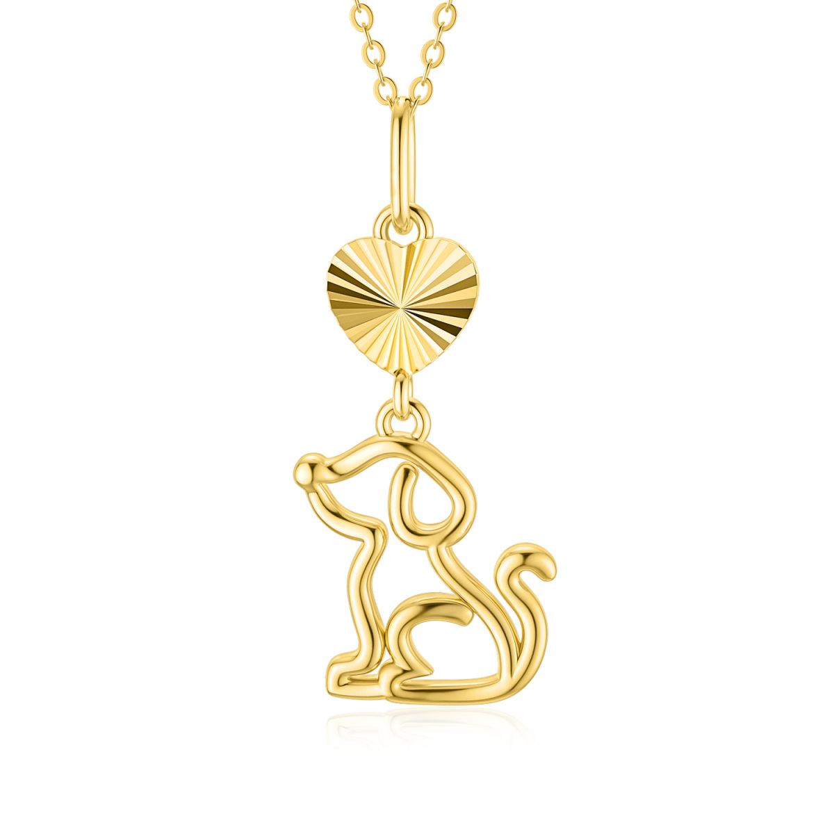 14K Gold Dog Pendant Necklace-1