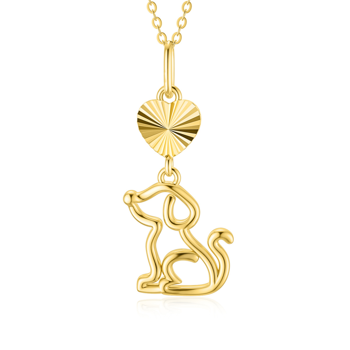 14K Gold Hund Anhänger Halskette-1