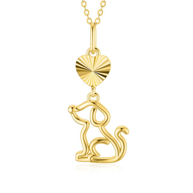 14K Gold Dog Pendant Necklace-0
