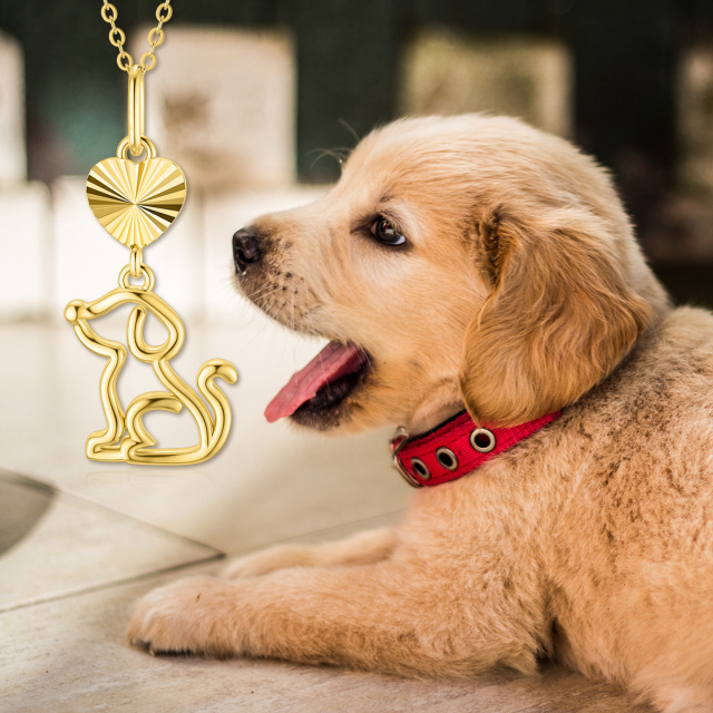 Colar com pingente de cão em ouro 14K-4