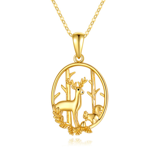 14K Gold Elk Pendant Necklace