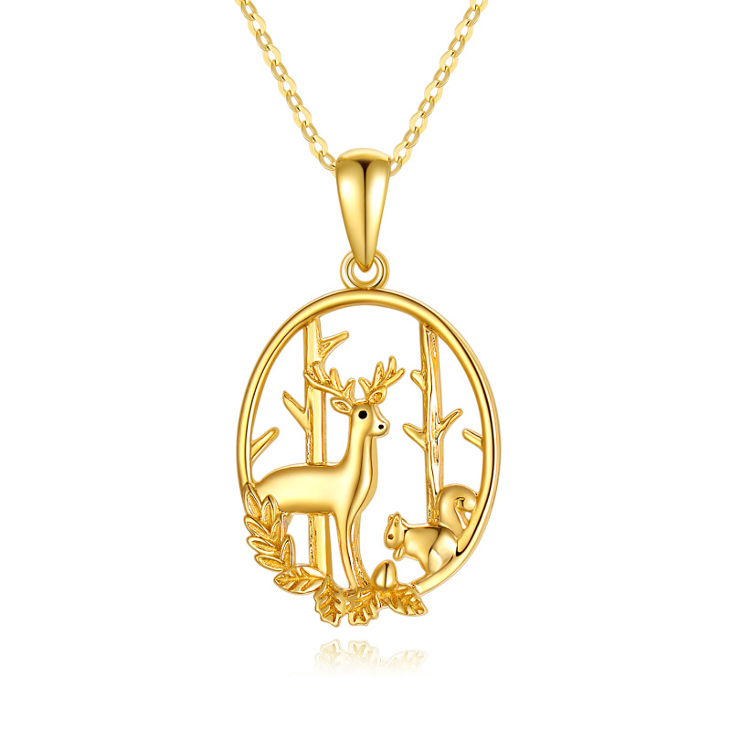 14K Gold Elk Pendant Necklace