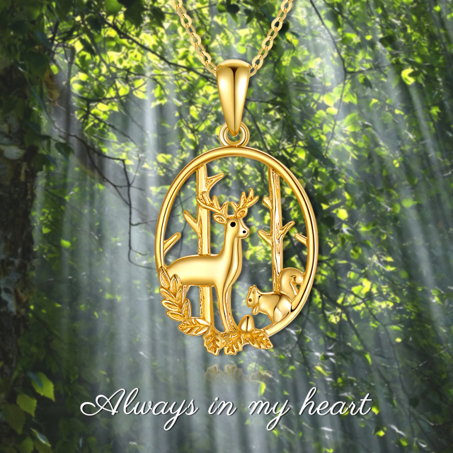 14K Gold Elk Pendant Necklace-4
