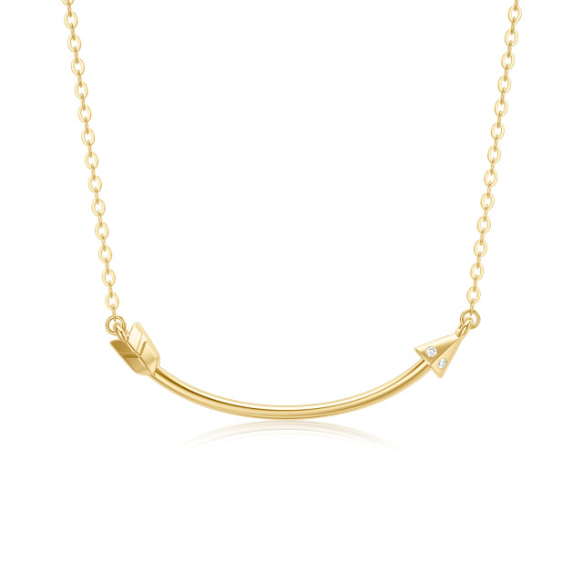 14K Gold Moissanite Arrow Pendant Necklace-5