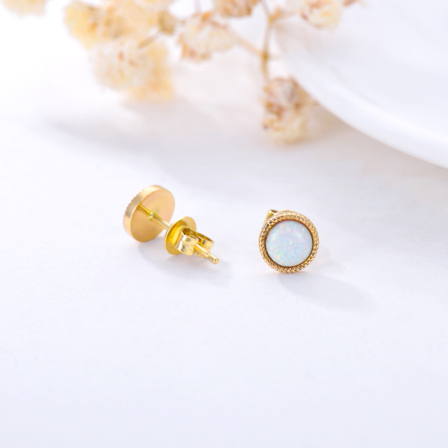 Boucles d'oreilles boules d'opale en or 14K de forme circulaire-3