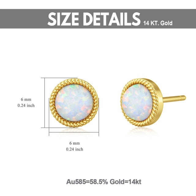 14K Gold kreisförmige Opal-Kugel-Ohrstecker-4