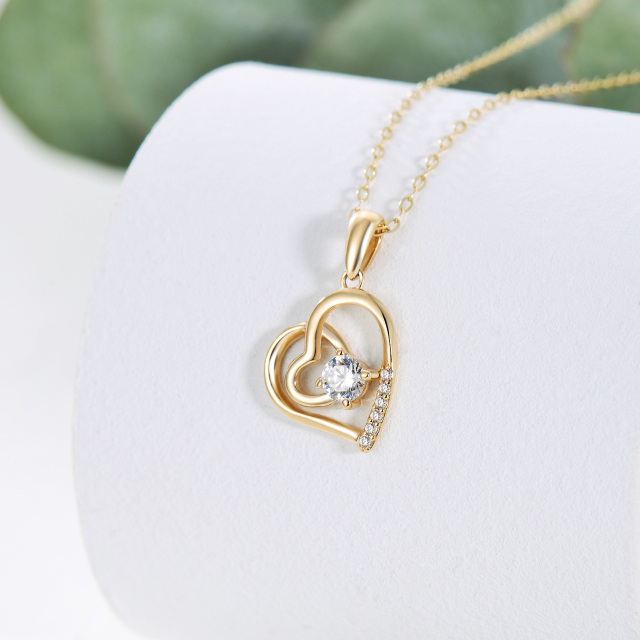 Collier pendentif coeur en Moissanite plaqué or jaune 14K-2