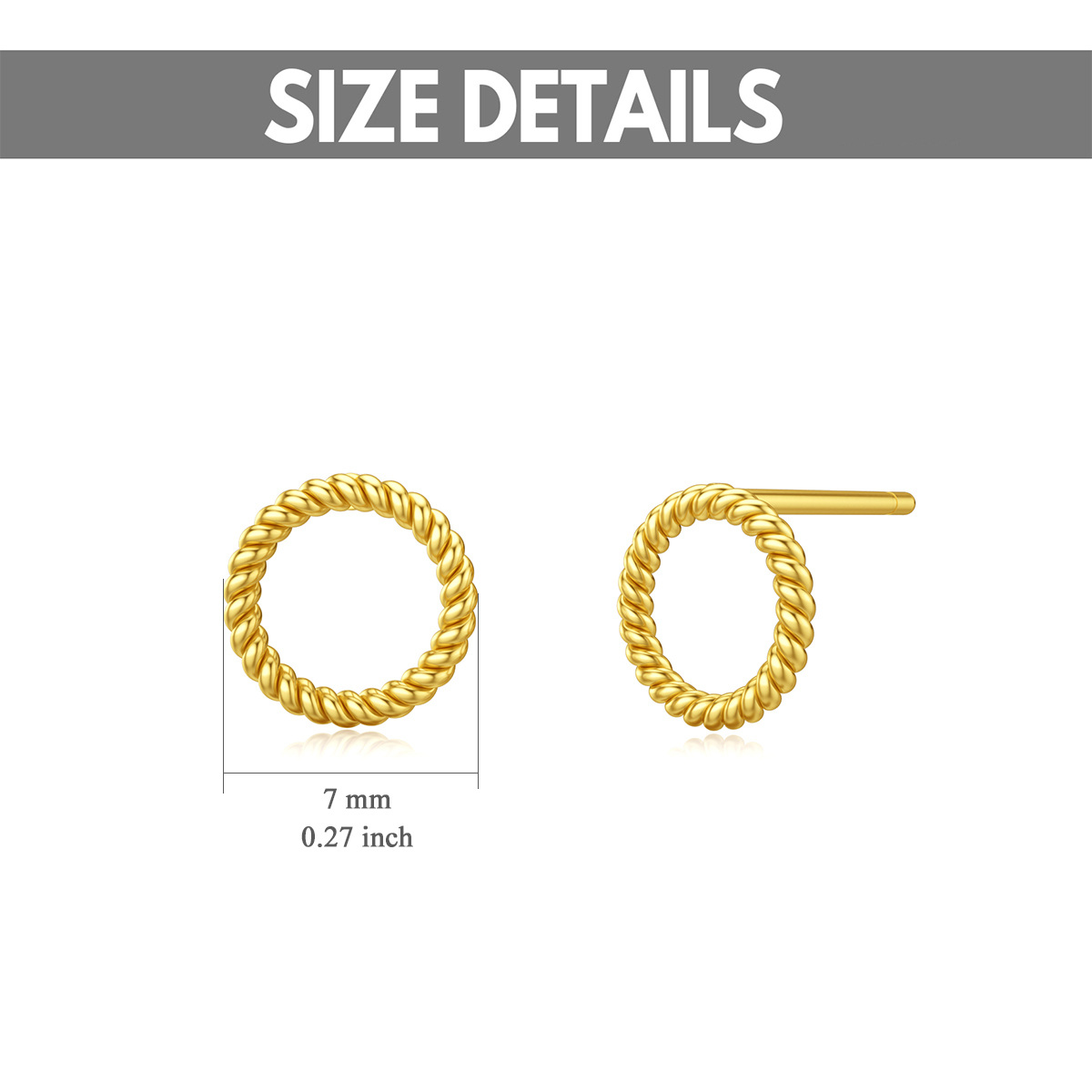 10K Gold Circle Stud Earrings-6