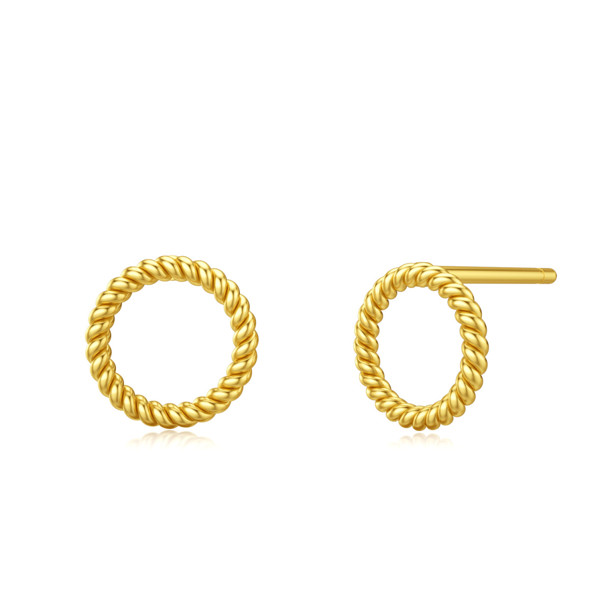 10K Gold Circle Stud Earrings-1