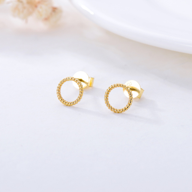 10K Gold Circle Stud Earrings-3