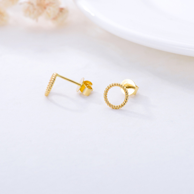 10K Gold Circle Stud Earrings-4