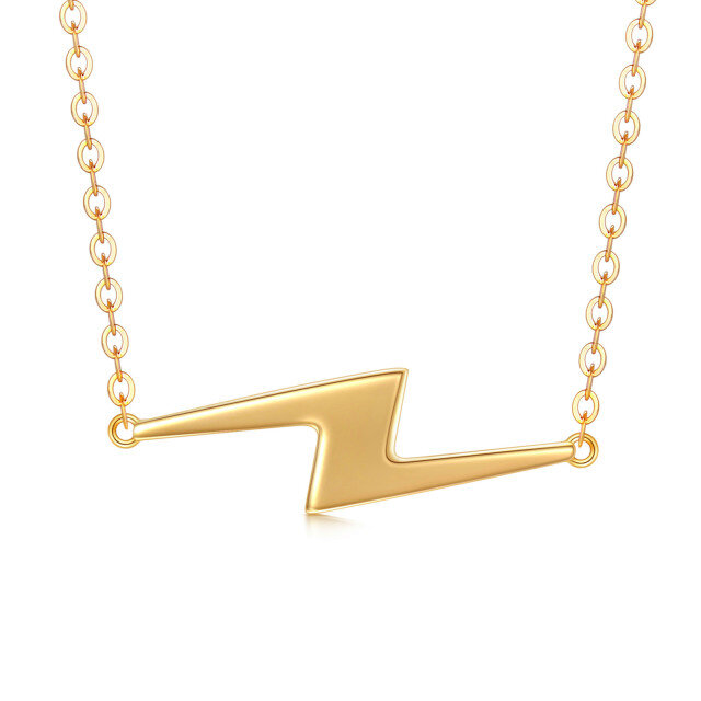 14K Gold Lightning Pendant Necklace-5