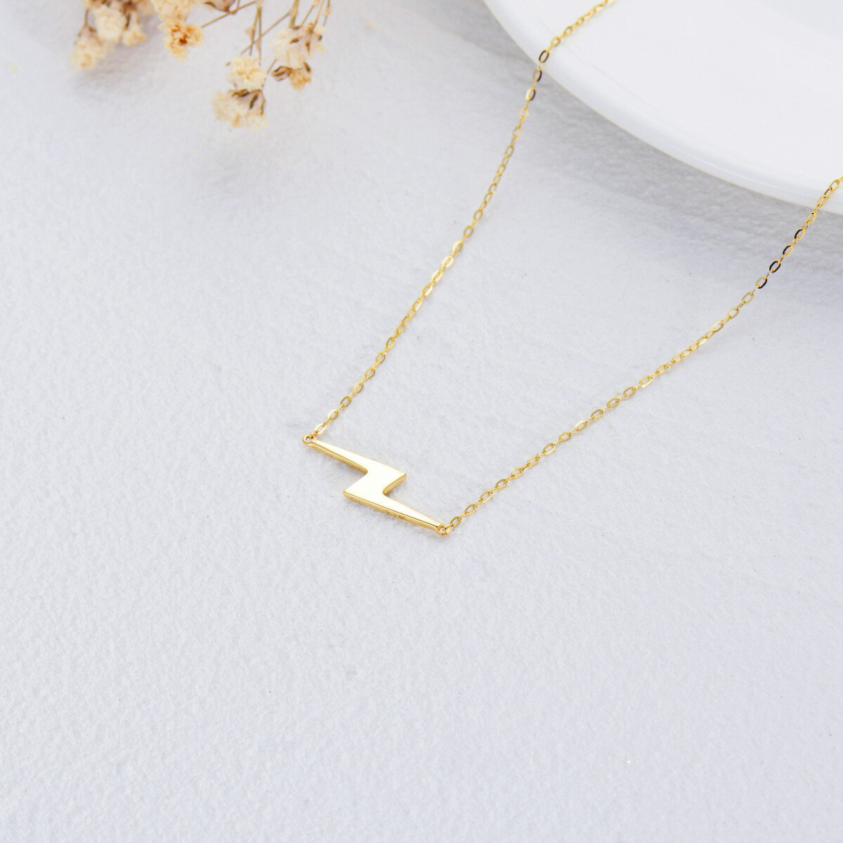 Collier pendentif éclair en or 14K-3