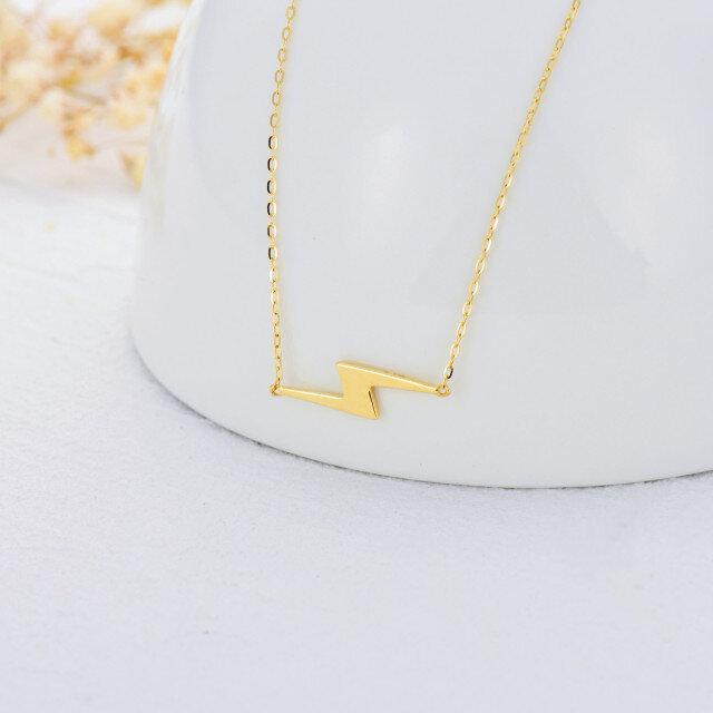 14K Gold Lightning Pendant Necklace-4