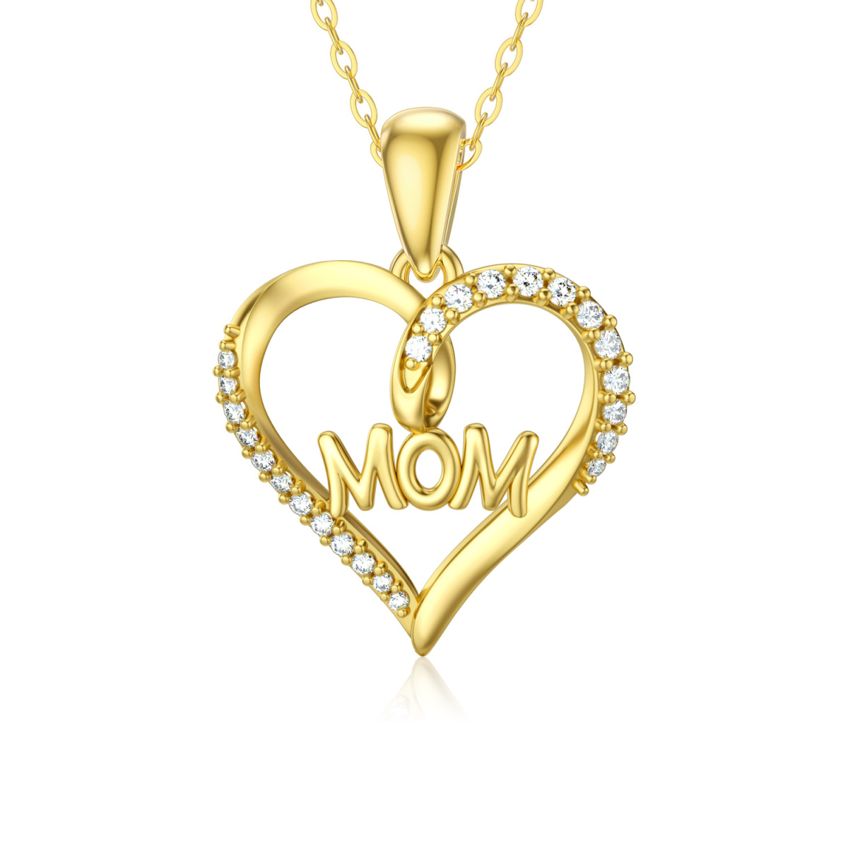 14K Gold Moissanite Heart Pendant Necklace-1
