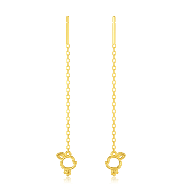 14K Gold Rabbit Drop Earrings-4