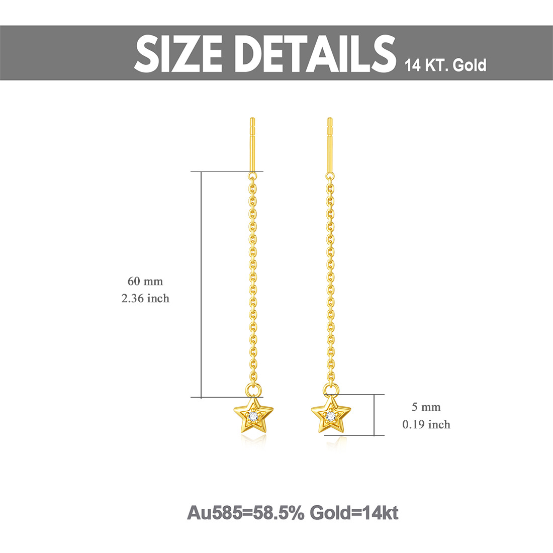 Boucles d'oreilles étoile en or 14K à zircon cubique-6