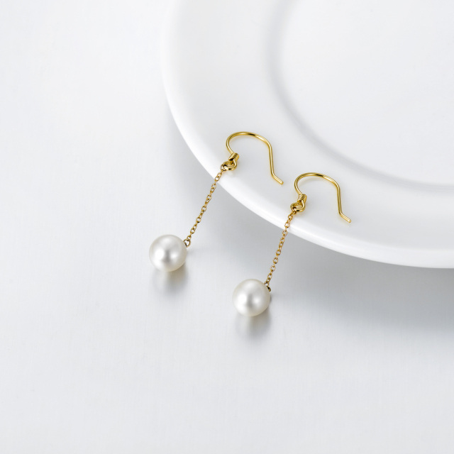 14K Gold Pearl Stud Earrings-4