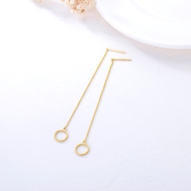 14K Gold Circle Drop Earrings-4