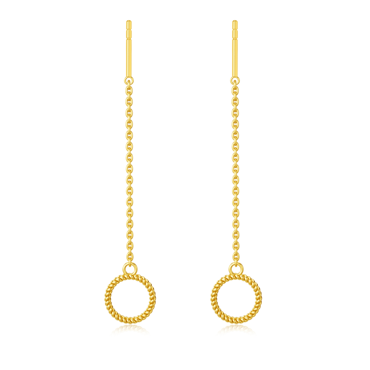 14K Gold Circle Drop Earrings-1