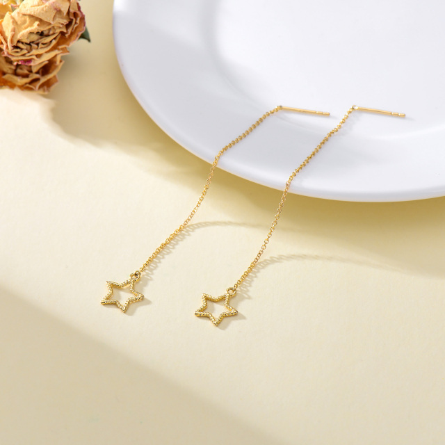 Pendientes Gota Estrella Oro 14K-3