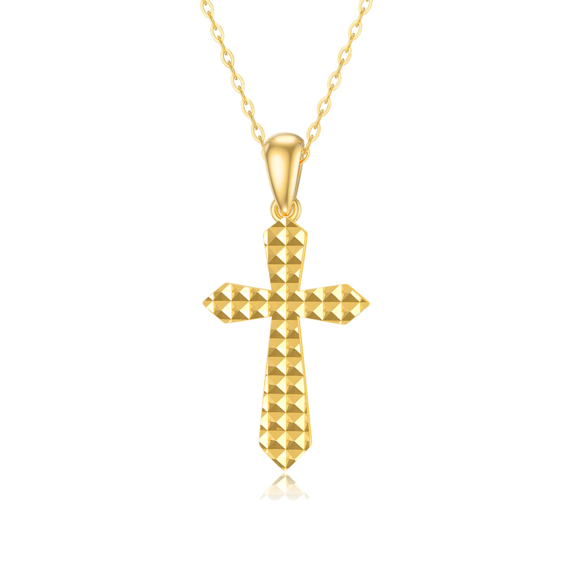 9K Yellow Gold Plated Cross Pendant Necklace-1
