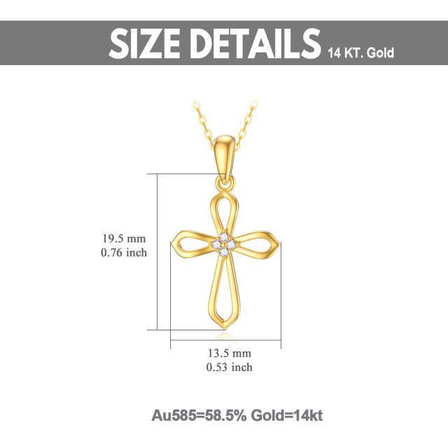 14K Gold Diamond Cross Pendant Necklace-6