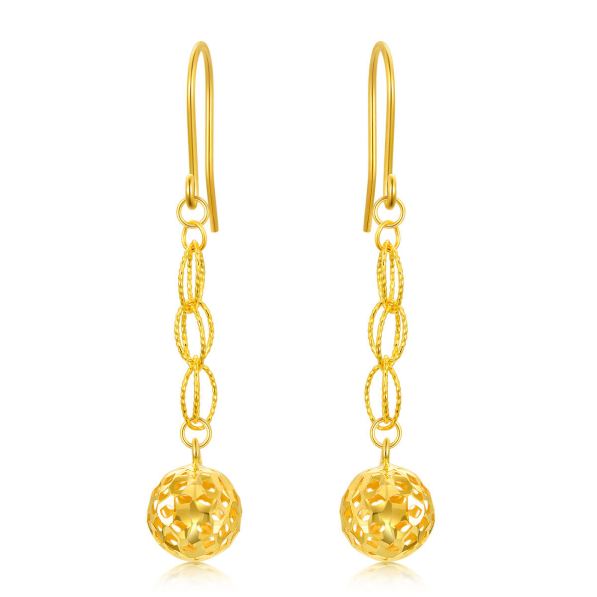 18K Gold Round Drop Earrings-1