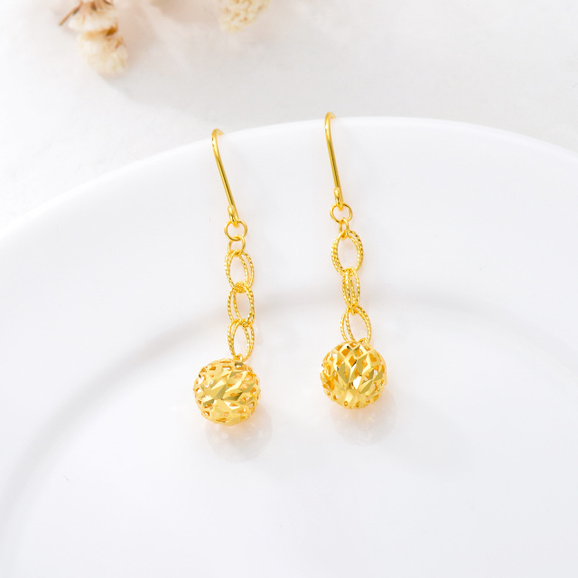 18K Gold Round Drop Earrings-2