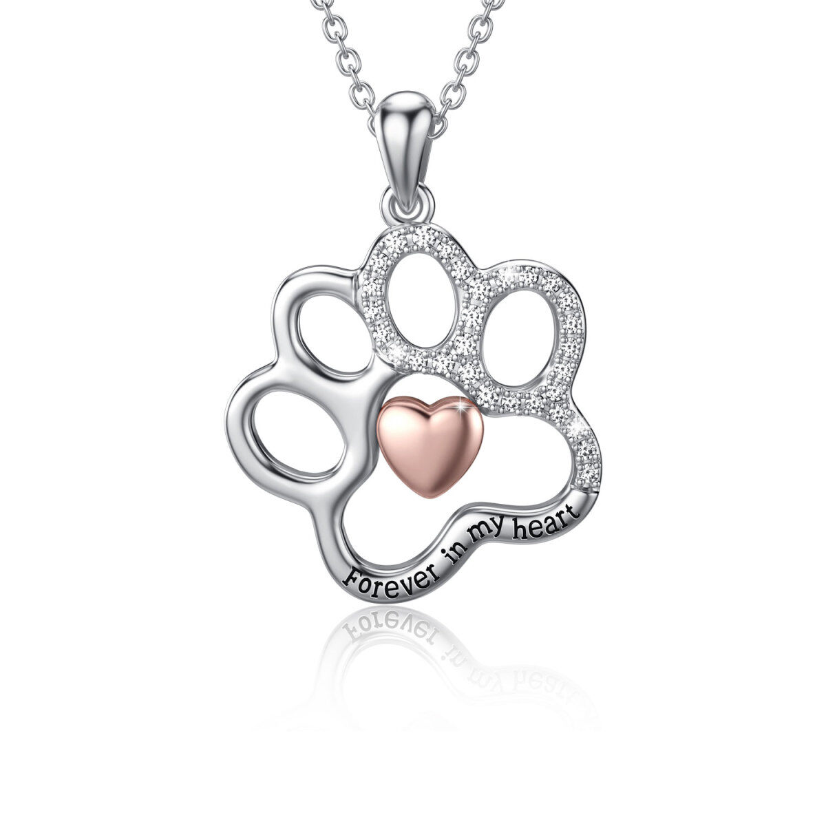 Sterling Silver Two-tone Dog Pendant Necklace-1