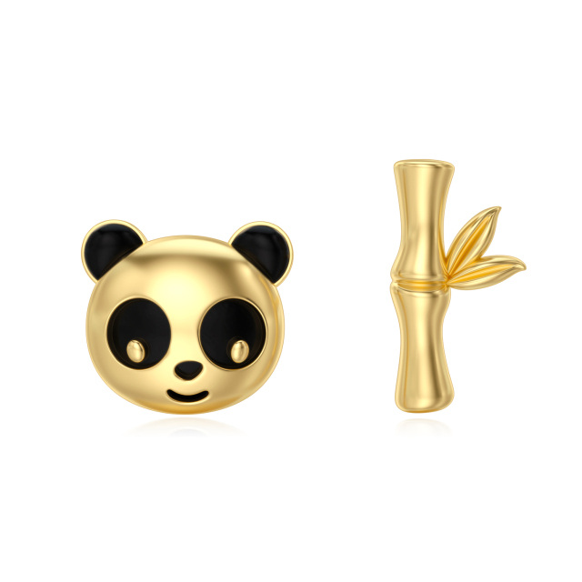 14K Goud & Zwarte Panda Stud Oorbellen-1