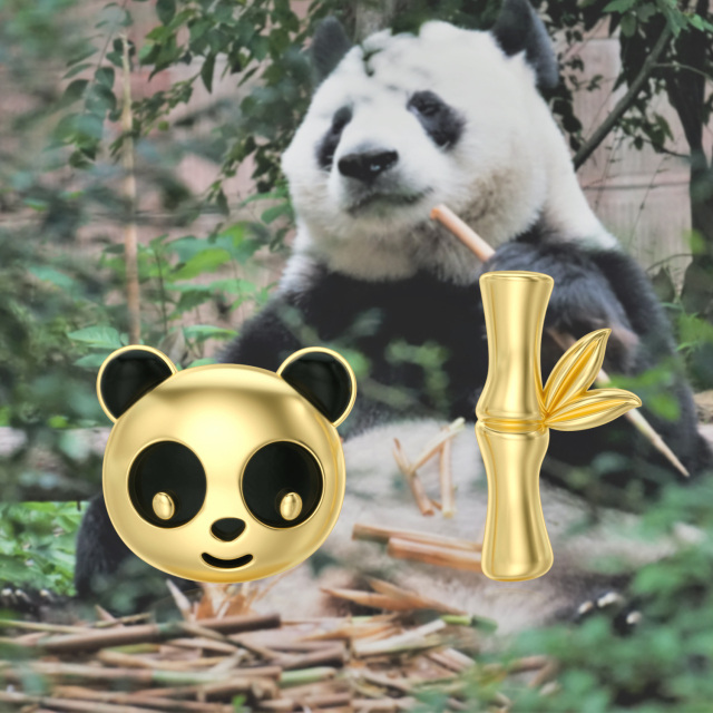 Brincos em ouro 14K e panda preto-6