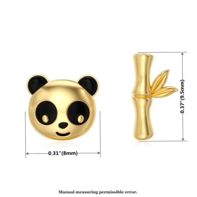 Brincos em ouro 14K e panda preto-5