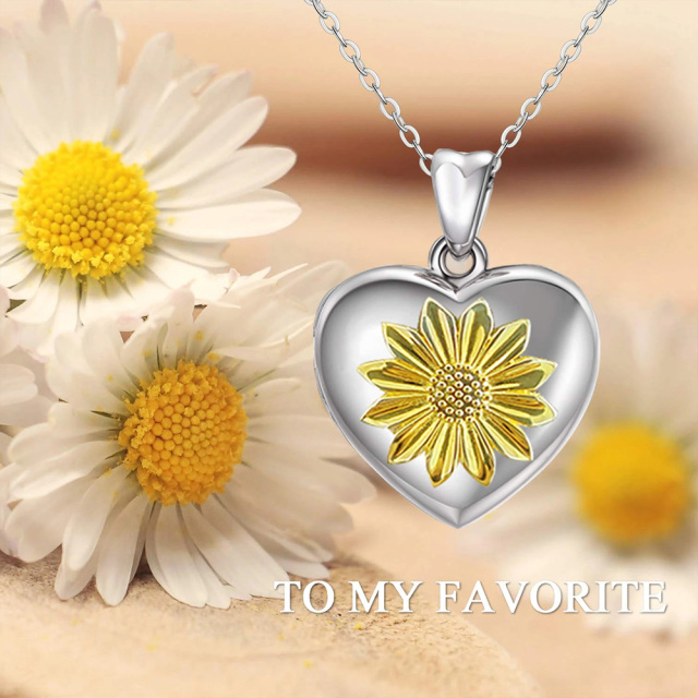 Sterling Silver Daisy & Sunflower Pendant Necklace with Engraved Word-2