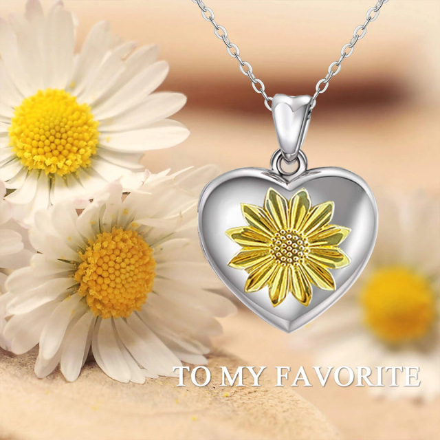 Collier en argent sterling avec pendentif marguerite et tournesol avec mot gravé-2