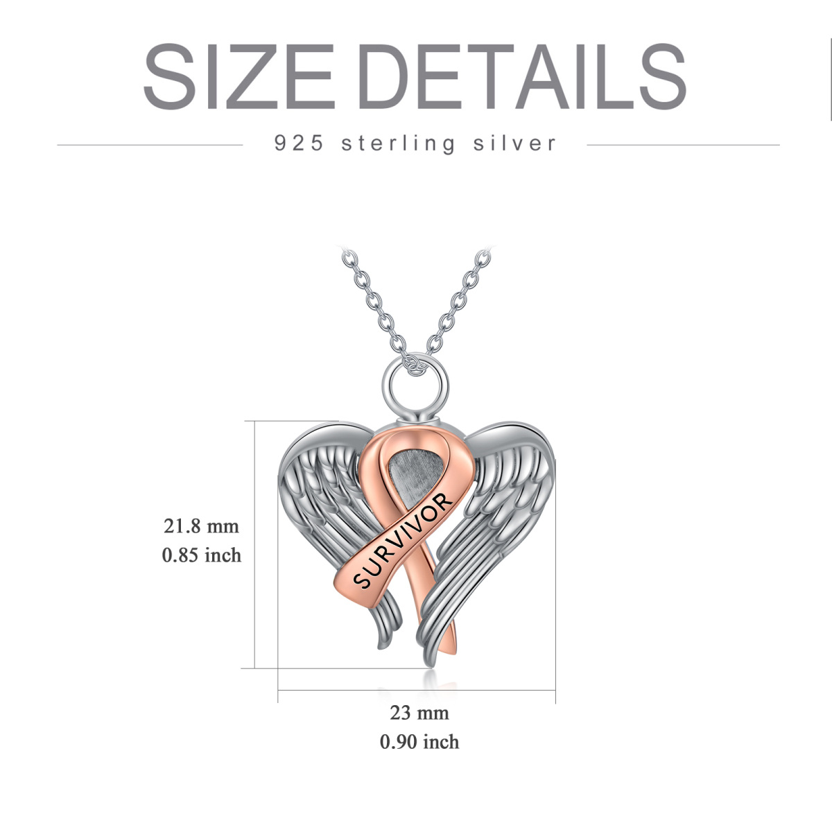 Sterling Silver Angel Wing Pendant Necklace-6