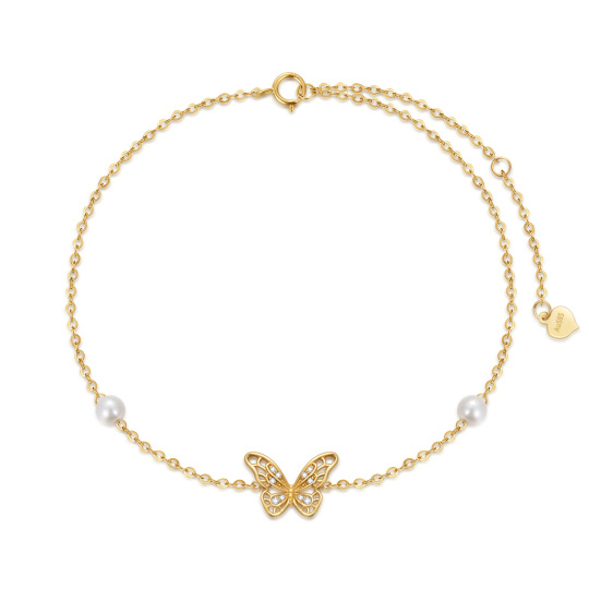 14K Gold Butterfly Charm Anklet as Gifts for Women
