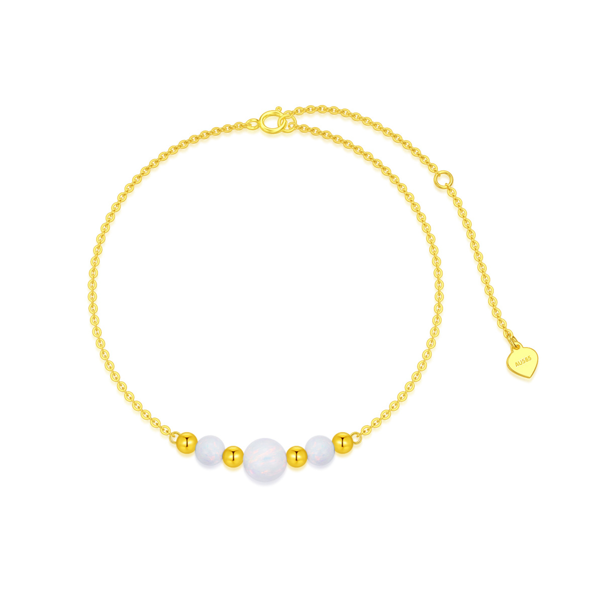 Bracelet de perles métalliques en or 14K et opale-1