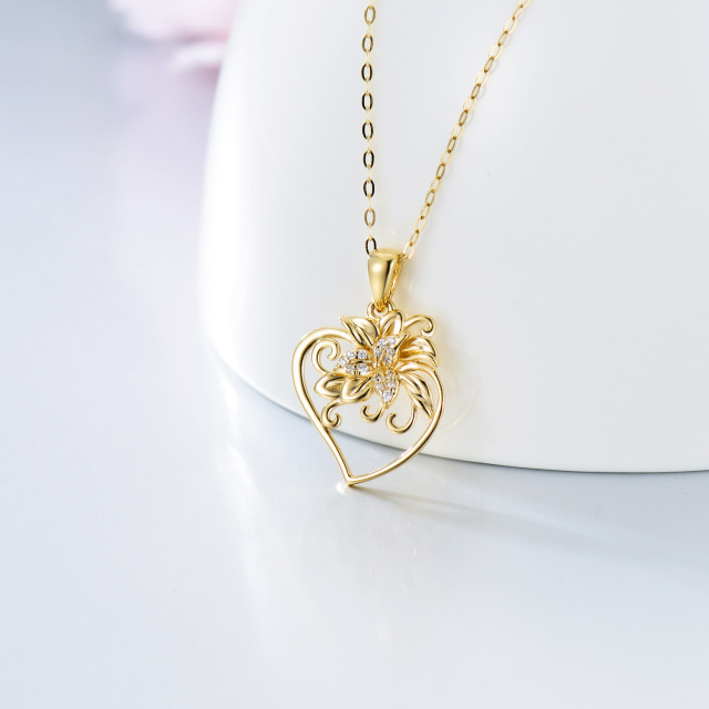 14K Gold Cubic Zirconia Heart Pendant Necklace-2