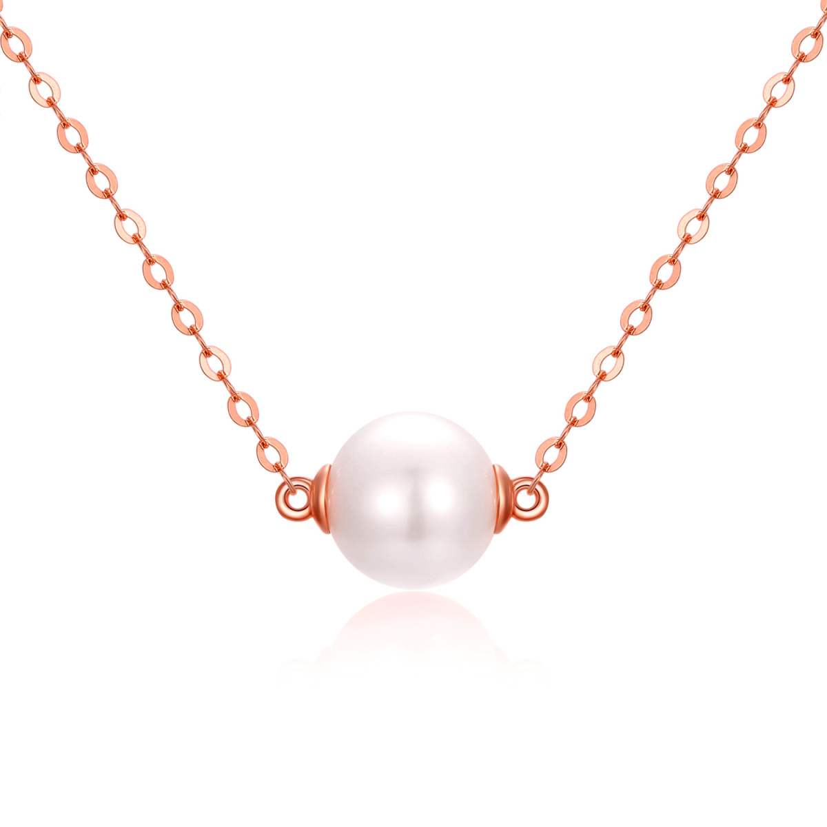 Collier à pendentif rond en or rose 14 carats avec perles-1