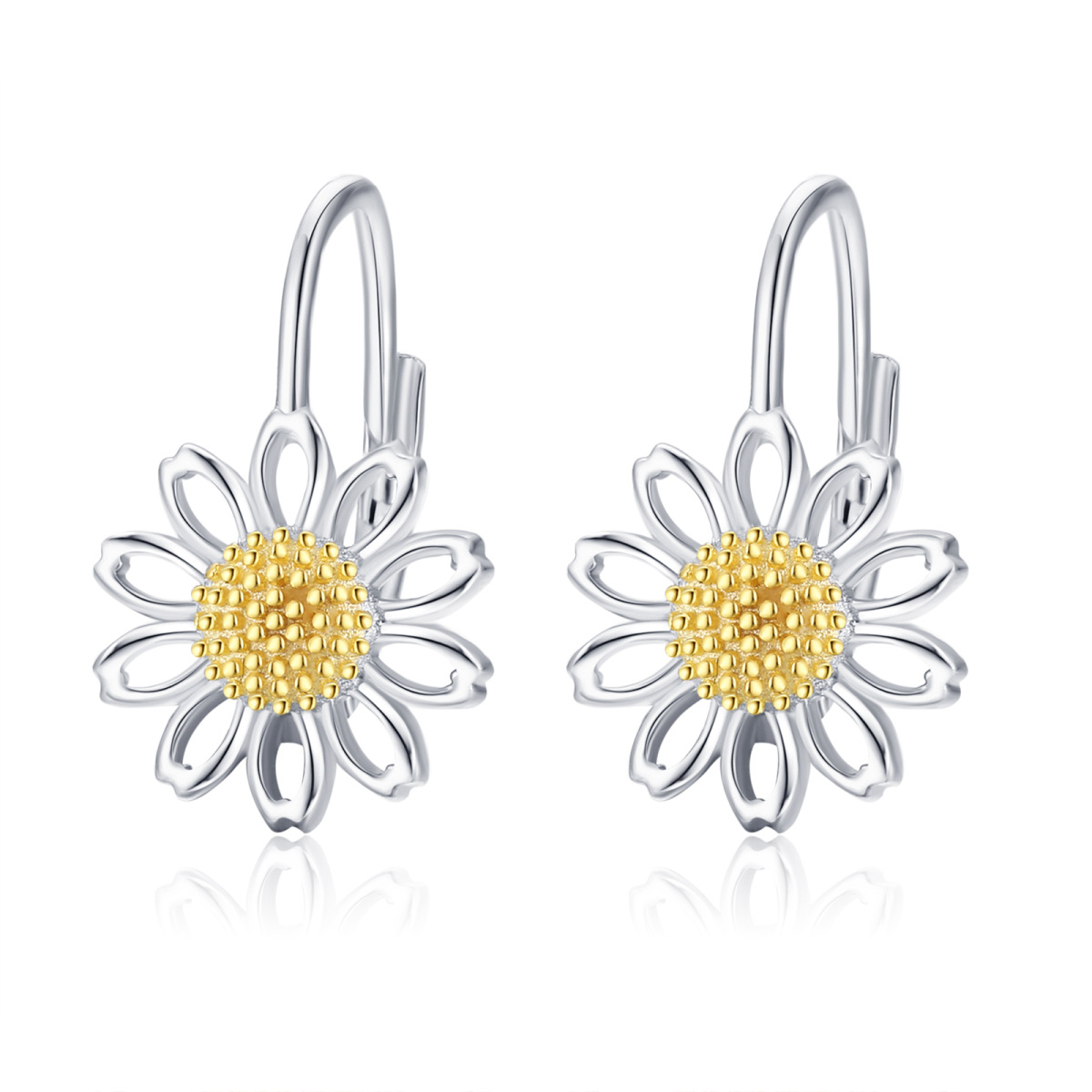 Zweifarbige Gänseblümchen-Ohrringe aus Sterlingsilber-1