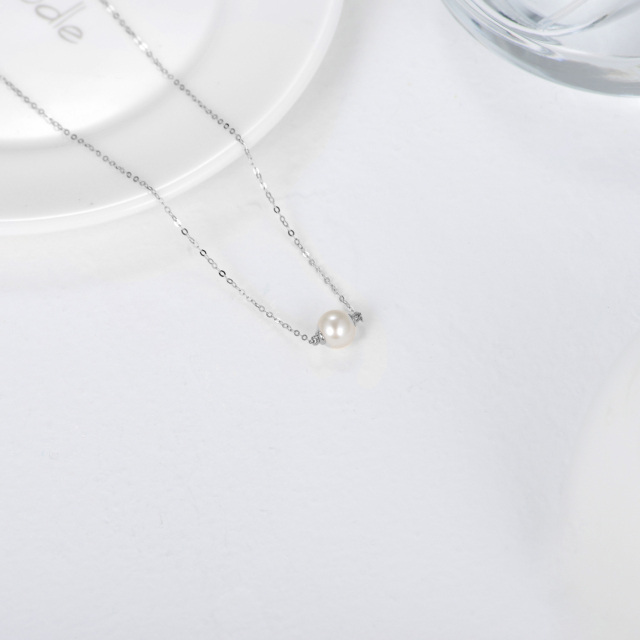 Collier en or blanc 14K avec pendentif en perles de forme circulaire-1