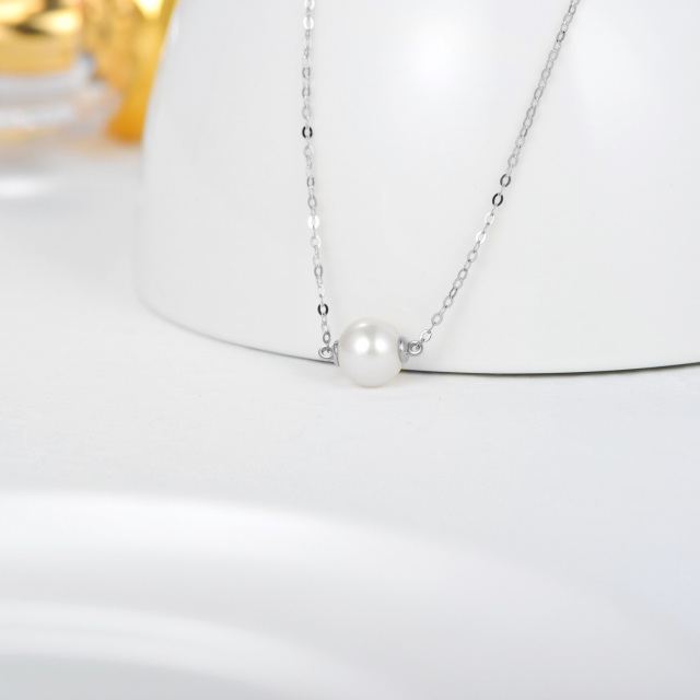 Collier en or blanc 14K avec pendentif en perles de forme circulaire-2