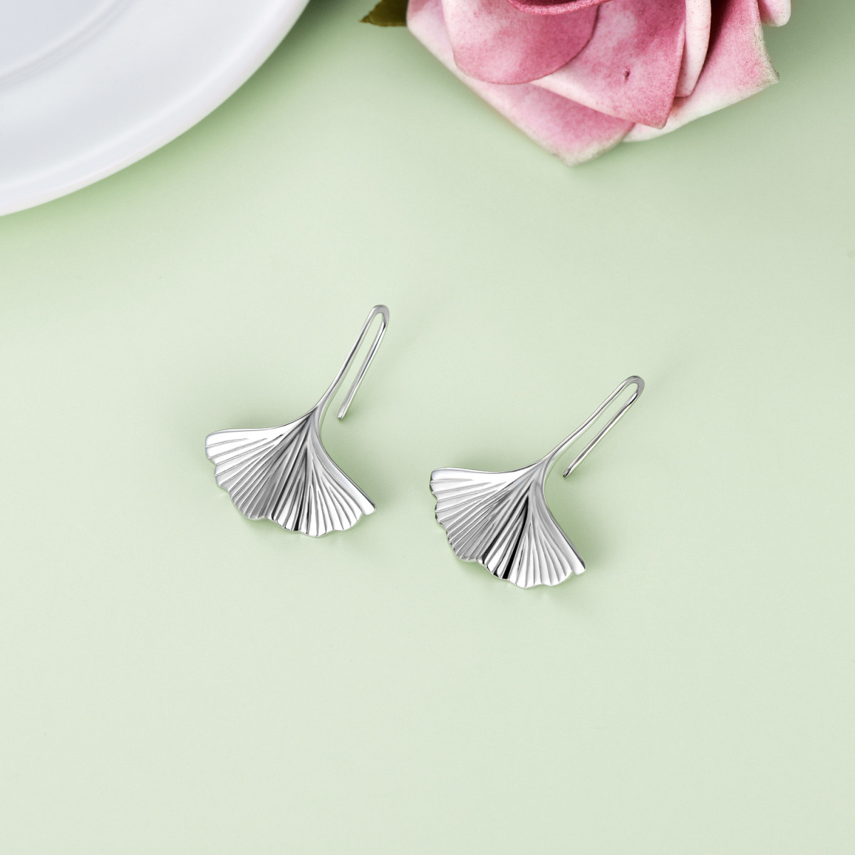 Sterling Silver Leaves Drop Earrings-3