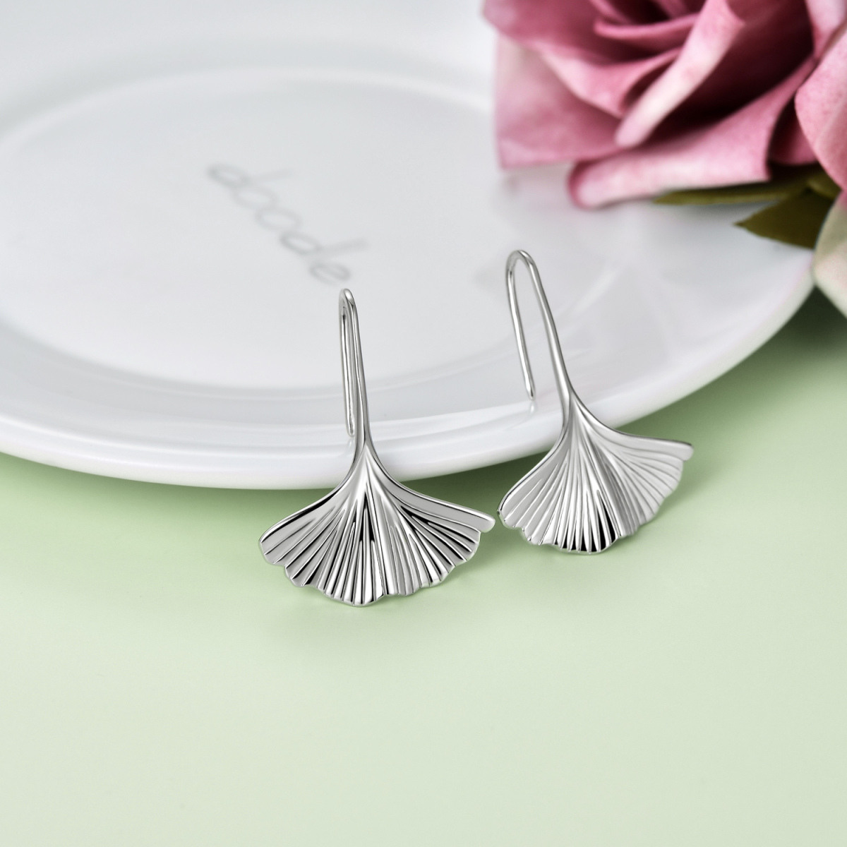 Sterling Silver Leaves Drop Earrings-4