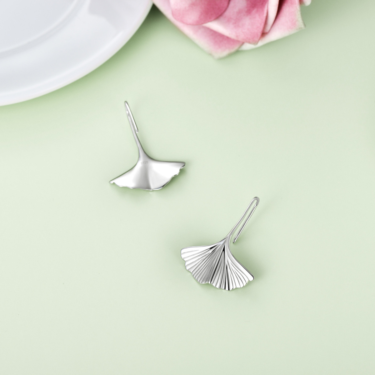 Sterling Silver Leaves Drop Earrings-5