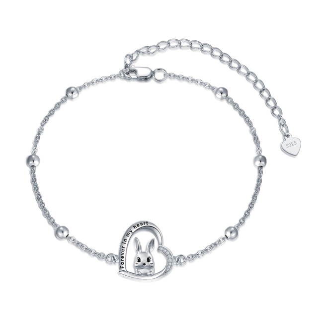 Bracelet pendentif lapin en argent sterling et zircon-0