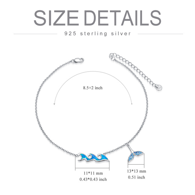 Sterling Silver Circular Shaped Crystal Mermaid Single Layer Anklet-5